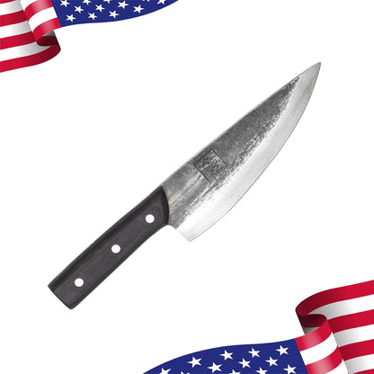 COOLINA Daozi 8" Butcher Knife, Hand-Forged High-Carbon Steel Cleaver for Heavy-Duty Meat Cutting, Slicing, Chopping, Brisket & BBQ, Full-Tang Forged Blade with Ergonomic Wood Handle