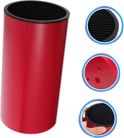 Garneck Universal Knife Block for the Kitchen - Metal Utensil Holder with Space for Kitchen Knives - Scissors and More - Practical Organiser for Drawer and Worktop - Red