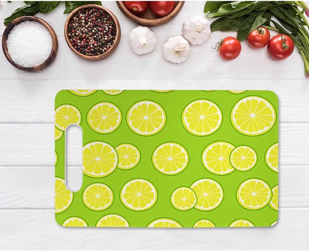 Coffee Set Cutting Board with Handles Coffee Maker Muffin Cup Flower Hot Drink Love Cutting Boards Plastic Safe Chopping Board for Kitchen 16" x 10" x 0.24"