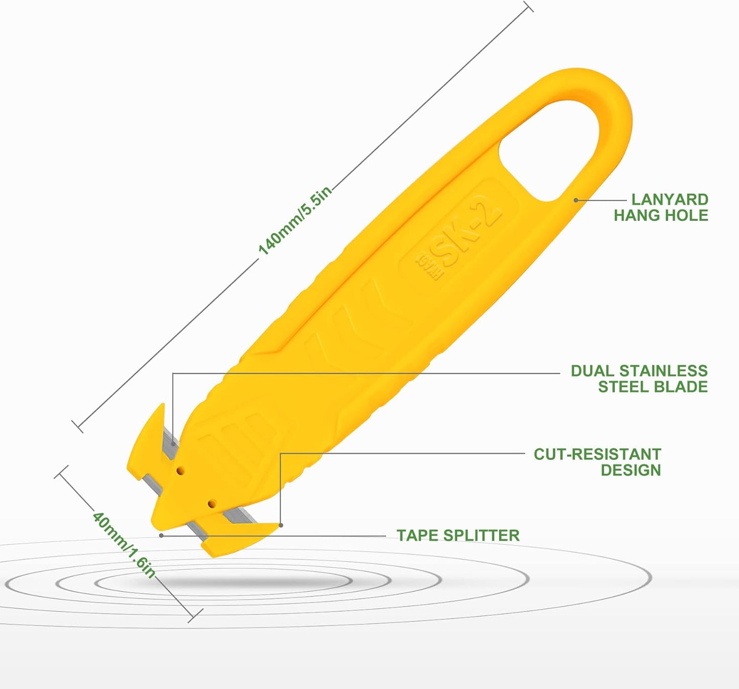 200 Pcs Safety Knife Box Cutter T TOVIA Utility Cutter and Package Opener with Recessed Concealed Stainless Steel Blade for Household, Warehouse, Workshop