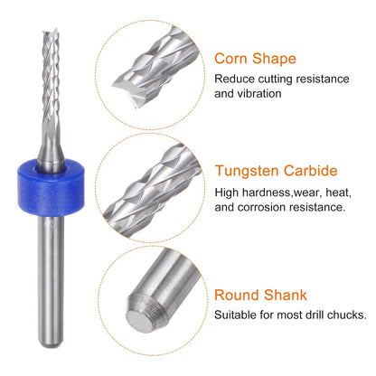 HARFINGTON 10pcs End Mill Bits 0.8mm Solid Carbide CNC Router Bits Engraving Cutter Tools for PCB Circuit Board Milling Machine Wood Carving, 1/8" Straight Shank