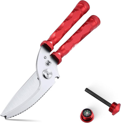 DRAGON RIOT Heavy Duty Kitchen Scissors - Sharp Scissors for Cutting Chicken, Poultry, Turkey, Meat - Stainless Food Kitchen Shears for Professionals - Spring Loaded (Grey)