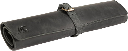 Leather Knife Roll Bag for Chefs – 17.5” x 17.5” Professional Chef Knife Storage Organizer, Portable Culinary Knife Case, Travel Knife Roll for Kitchen, BBQ & Catering