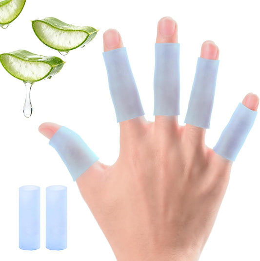 20 PCS Gel Finger Sleeve Protectors - Kimihome Silicone Finger Sleeves Cushions and Protects - Finger Cots Bandages Provide Relief for Finger Cracking, Corns, Blisters and Calluses Protect (Clear)