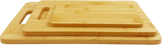 Wooden Cutting Boards for Kitchen, Bamboo Cutting Board Set of 3, Lightweight with Hanging Hole for Easy Storage,Knife Friendly Food Grade Chopping Board