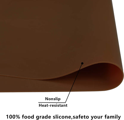 Extra Large Dark Green Countertop Mat - Silicone Table Kitchen Desk Mat - Non-Slip & Heat Resistant - Dinner Placemat Pastry Dough Rolling Mat - Colors B