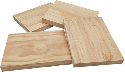 4PCS Rectangle Wood Boards Unfinished Wood Blocks for Crafting, 8x6x1in Blank Whittling Wooden Blocks for Wood Carving,Painting & Burning