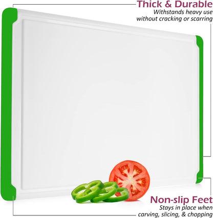 Extra Large Plastic Cutting Board for Kitchen - 18 Inch Dishwasher Safe Cutting Board, Reversible Chopping Board with Juice Groove + Non Slip Feet for Meat, Fruit, Vegetables, Meal Prep by Belwares