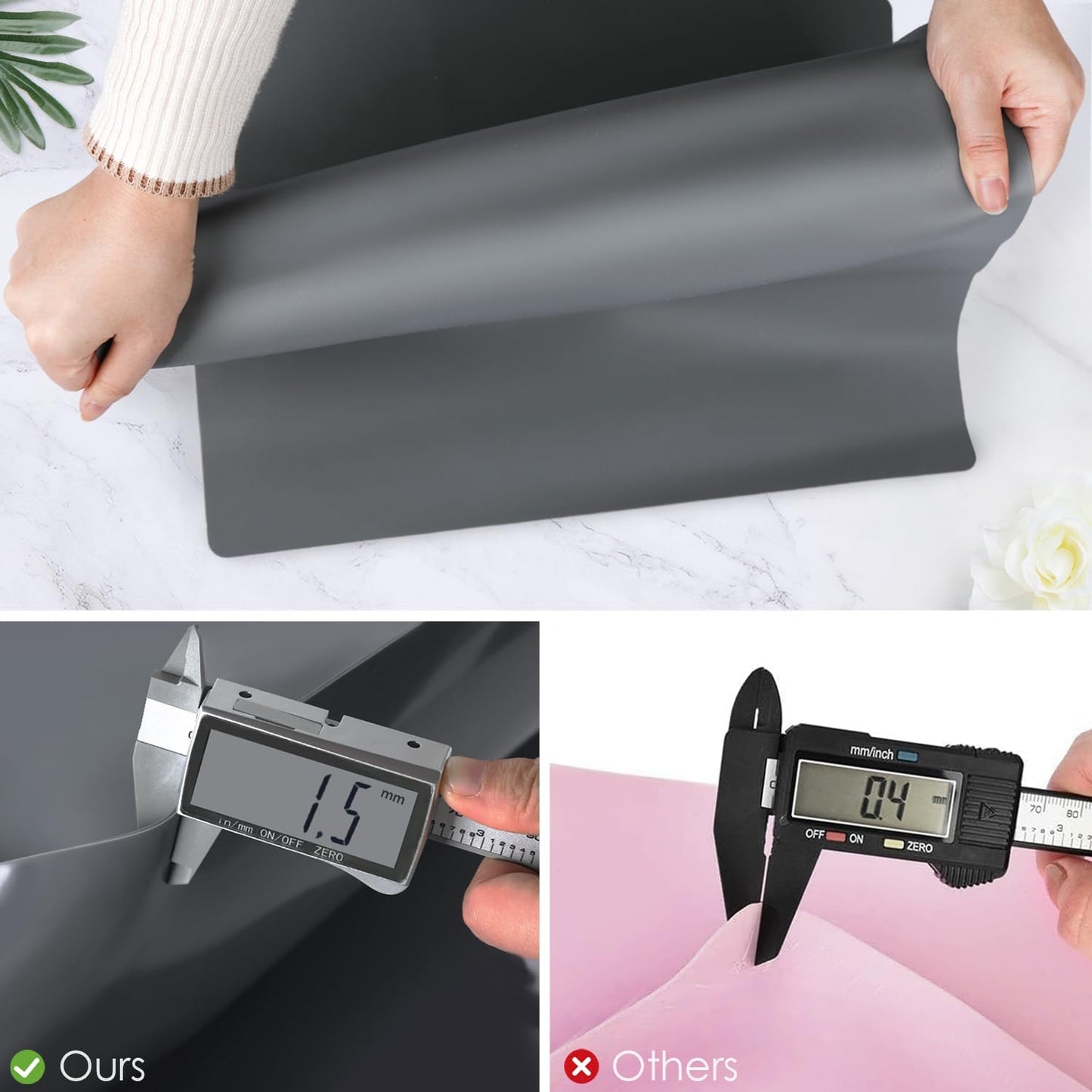 Extra Large Dark Green Countertop Mat - Silicone Table Kitchen Desk Mat - Non-Slip & Heat Resistant - Dinner Placemat Pastry Dough Rolling Mat - Colors A