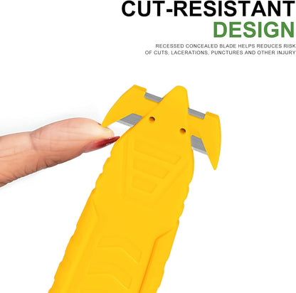 200 Pcs Safety Knife Box Cutter T TOVIA Utility Cutter and Package Opener with Recessed Concealed Stainless Steel Blade for Household, Warehouse, Workshop