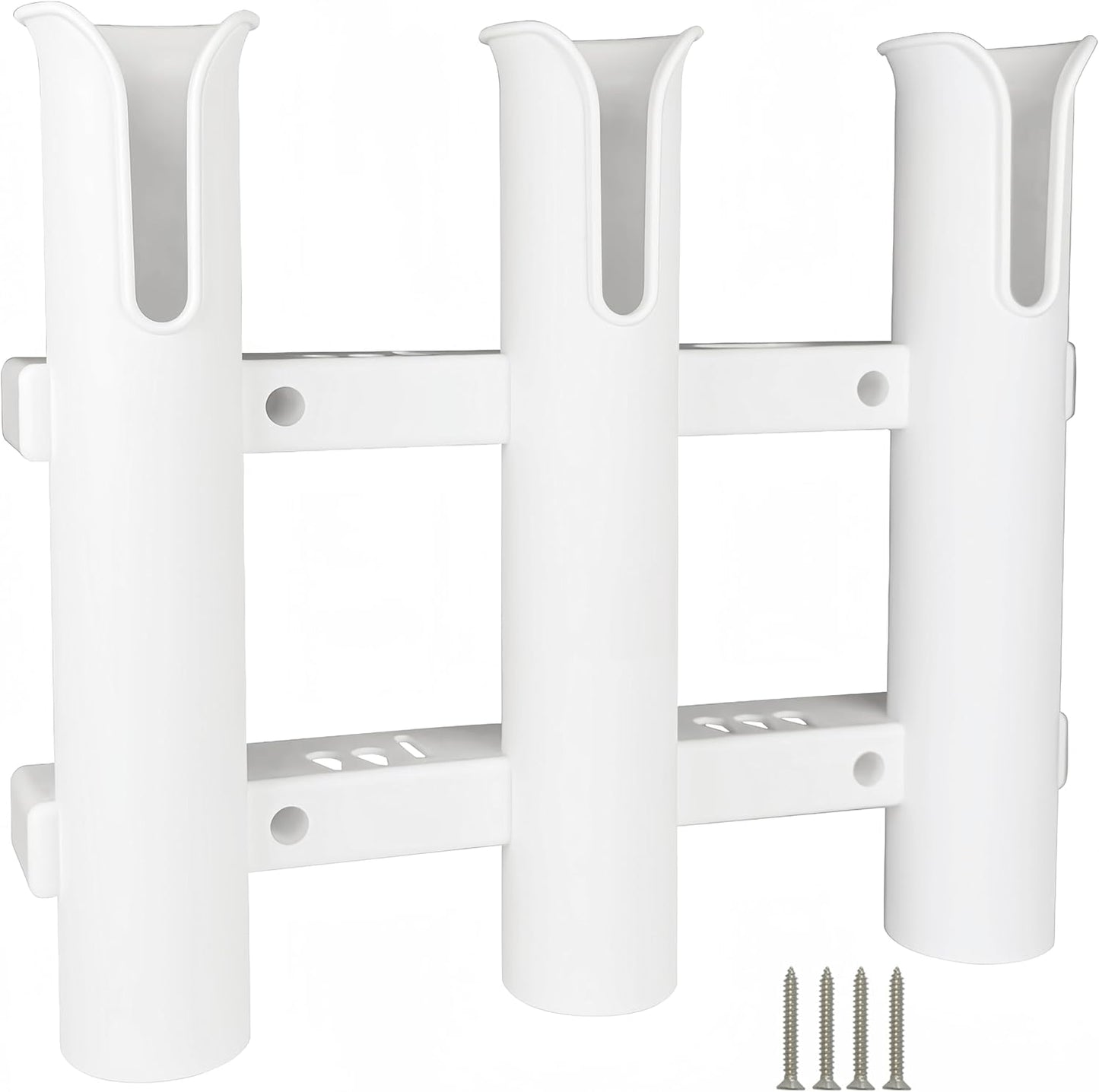 Wall Mounted Fishing Rod Holders Tubes Links Fishing Rod Holder Rack Rests (4-TUBE White-HiUmi-US)