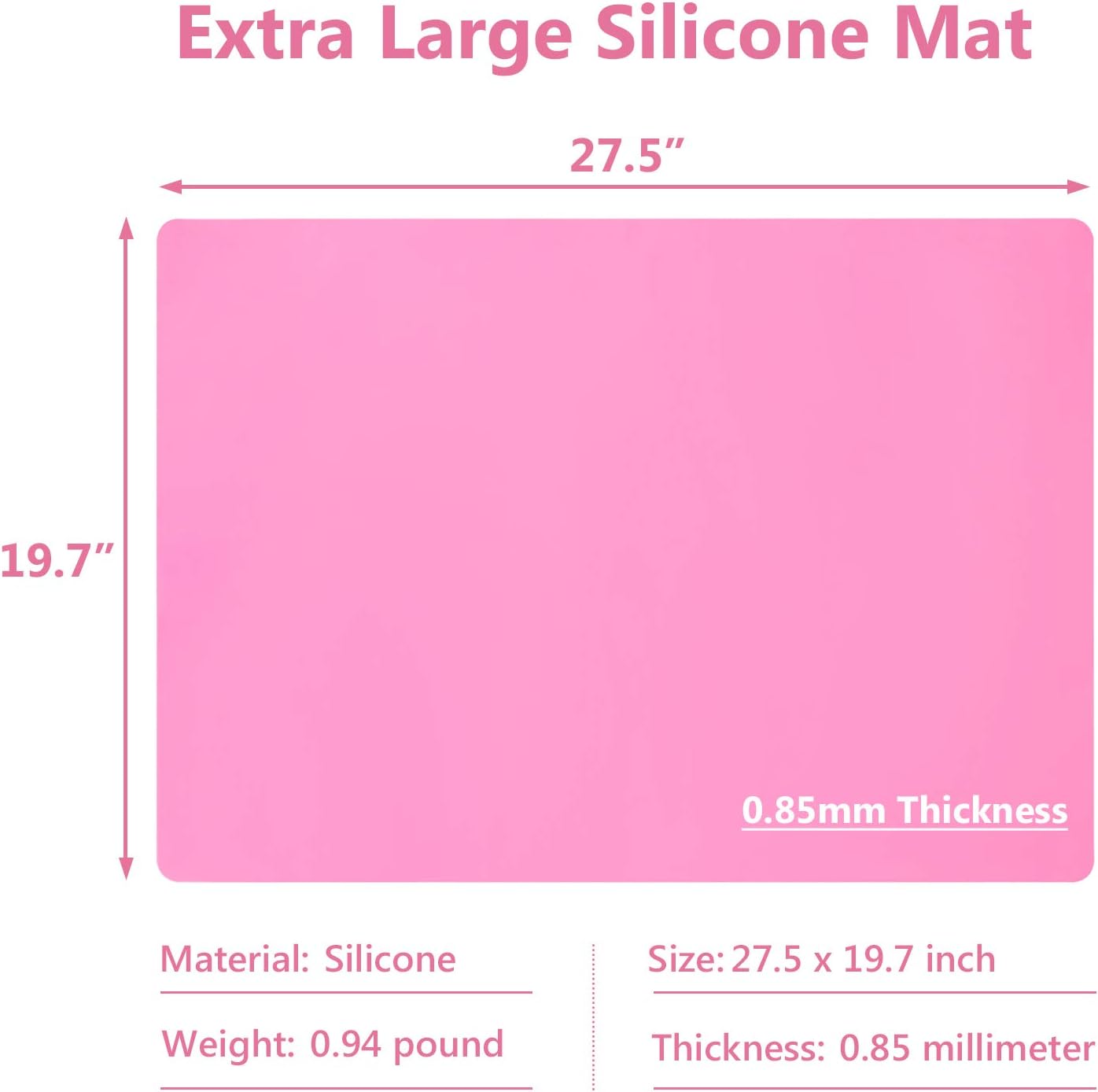 Gartful 25“x17”x0.03“ Silicone Mats for Kitchen Counter, Large Silicone Countertop Protector, Nonskid Heat Resistant Desk Saver Pad, Multipurpose Mat, Placemat, Dark Gray
