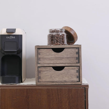 DDYURI Drawer Organizer Coffee Pod Holder - Kitchen Cutlery Storage Accessories/ K-Cup Drawers with Detachable Wooden Partition - Coffee Capsules Organization Counter - Wood desktop Small Cabinets