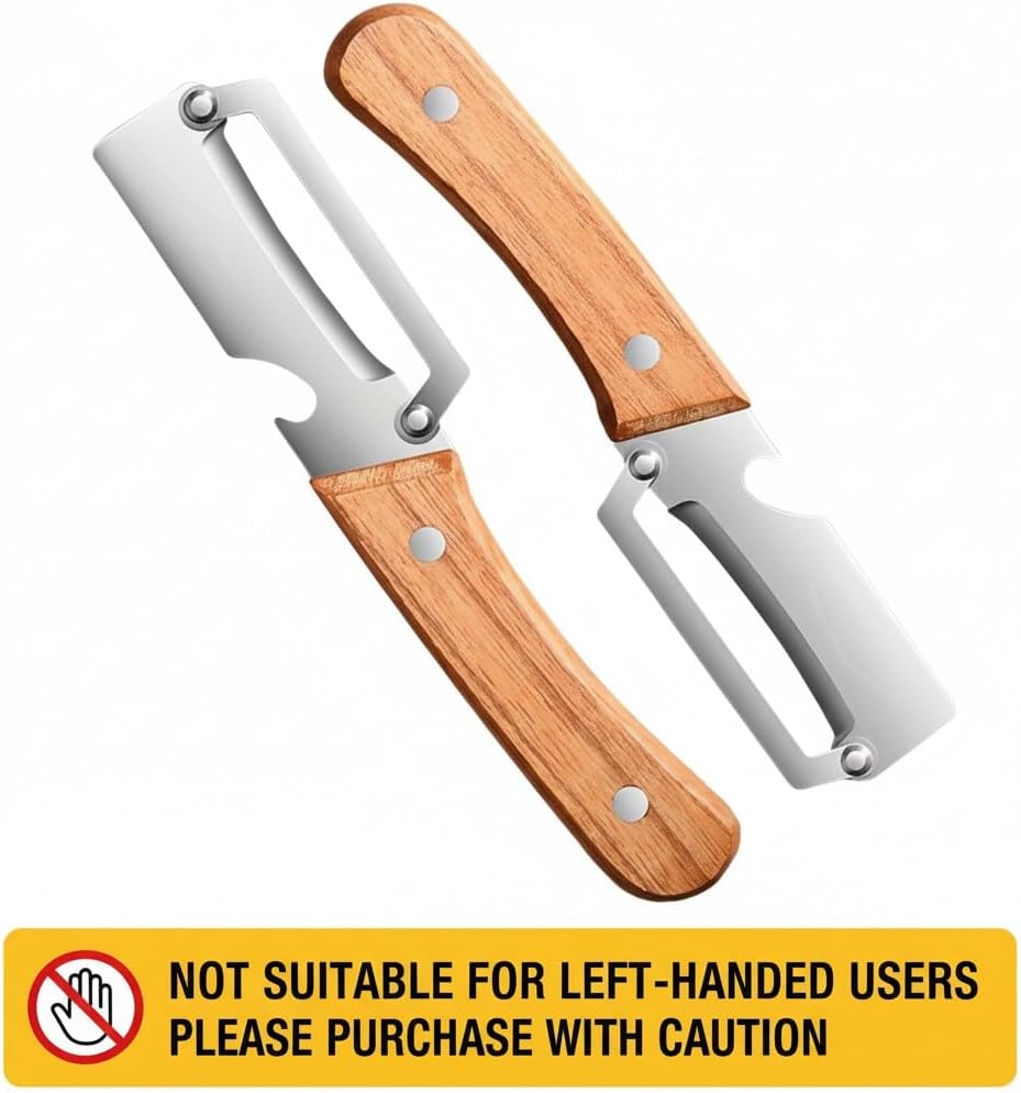 2Pcs Multifunctional Vegetable Peeler, Fruit Peeler Kitchen Peeler Knife Bottle Opener Included, A Vegetable Peeler Suitable For Most Vegetables And Fruits. Non-Slip Wooden Handle Design.