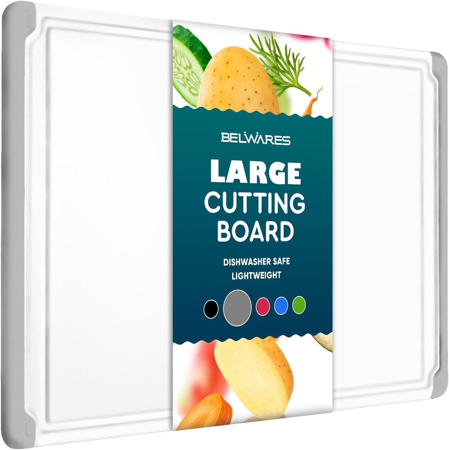 Extra Large Plastic Cutting Board for Kitchen - 18 Inch Dishwasher Safe Cutting Board, Reversible Chopping Board with Juice Groove + Non Slip Feet for Meat, Fruit, Vegetables, Meal Prep by Belwares
