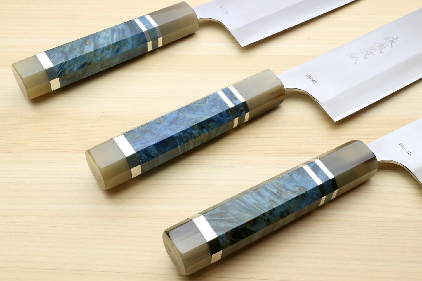 Yoshihiro High Speed Stainless Steel HAP40 Nakiri Vegetable Chef's Knife Ocean Blue Handle (7'' (180mm))