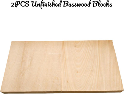 Unfinished Basswood Blocks for Crafts, Wood Craft Panels for Art, Engraving, Painting, DIY Projects, Chip Carving, Fretwork (7.87 x 3.93 x 0.78 in)