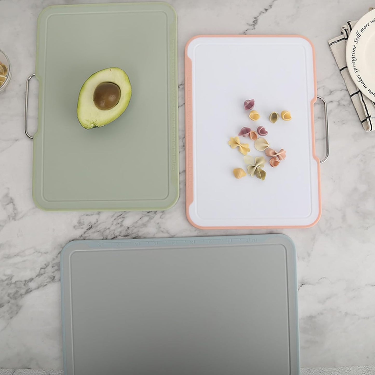 3-Piece Colorful Cutting Board Set with Stand | Color-Coded | Non-Slip | Dishwasher Safe | Durable Large Food Chopping Boards