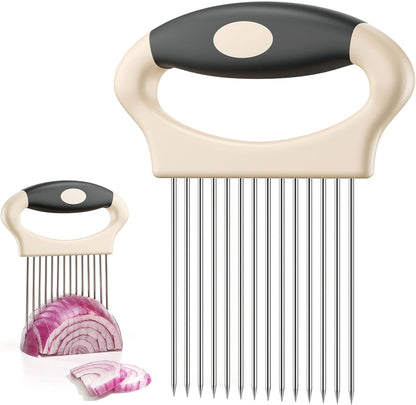 Large Onion Slicer Holder, Stainless Steel Onion Holder for Slicing, Multi-Purpose Vegetable Chopper Tomato Slicer, Food Cutter Assistant Tool for Potato, Avocado, Egg, Lemon, Fruit, Meat Tenderizer