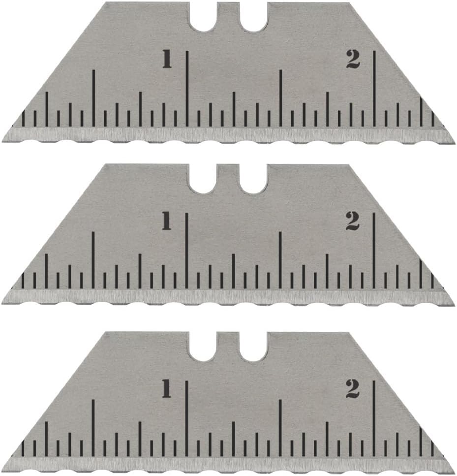 NDZ Performance Serrated Steel Blade Replacement for Utility Knife & Box Cutters, Custom Double Sided Laser Engraved Designs, Silver - Skull - 3 Pack