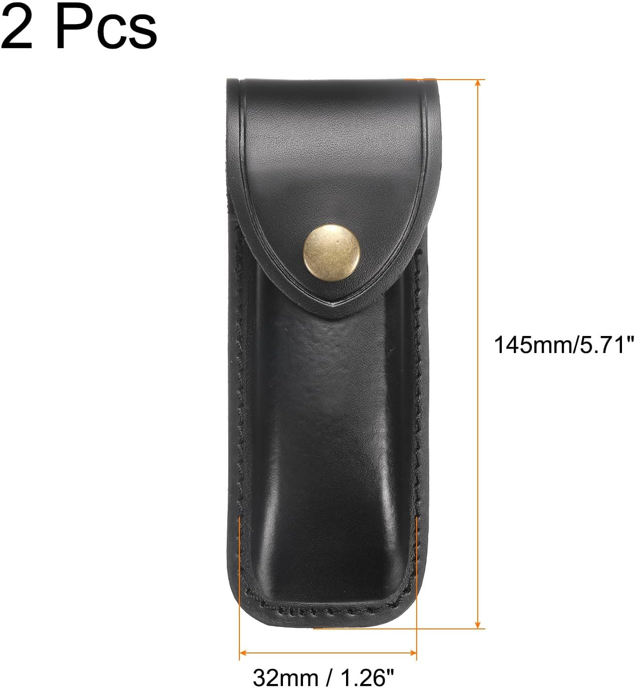 HARFINGTON 2pcs Leather Knife Sheath 5.71" Leather Pocket Knife Sheath with Hole for Folding Knife Camping Hunting Outdoors, Black