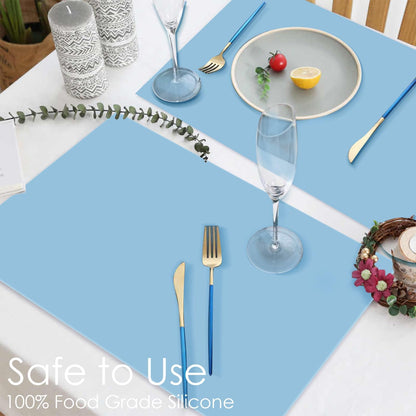 Extra Large Dark Green Countertop Mat - Silicone Table Kitchen Desk Mat - Non-Slip & Heat Resistant - Dinner Placemat Pastry Dough Rolling Mat - Colors B