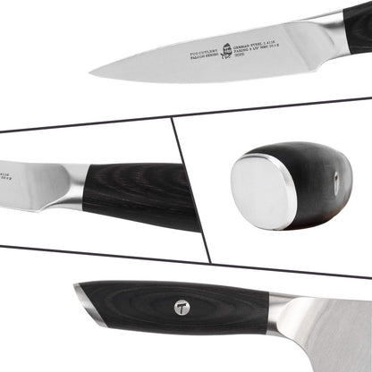 TUO Paring Knife 3.5 Inch - Ultra Sharp Peeling Knife - High Carbon Stainless Steel - Full Tang G10 Handle with Gift Box - Black Hawk S Series