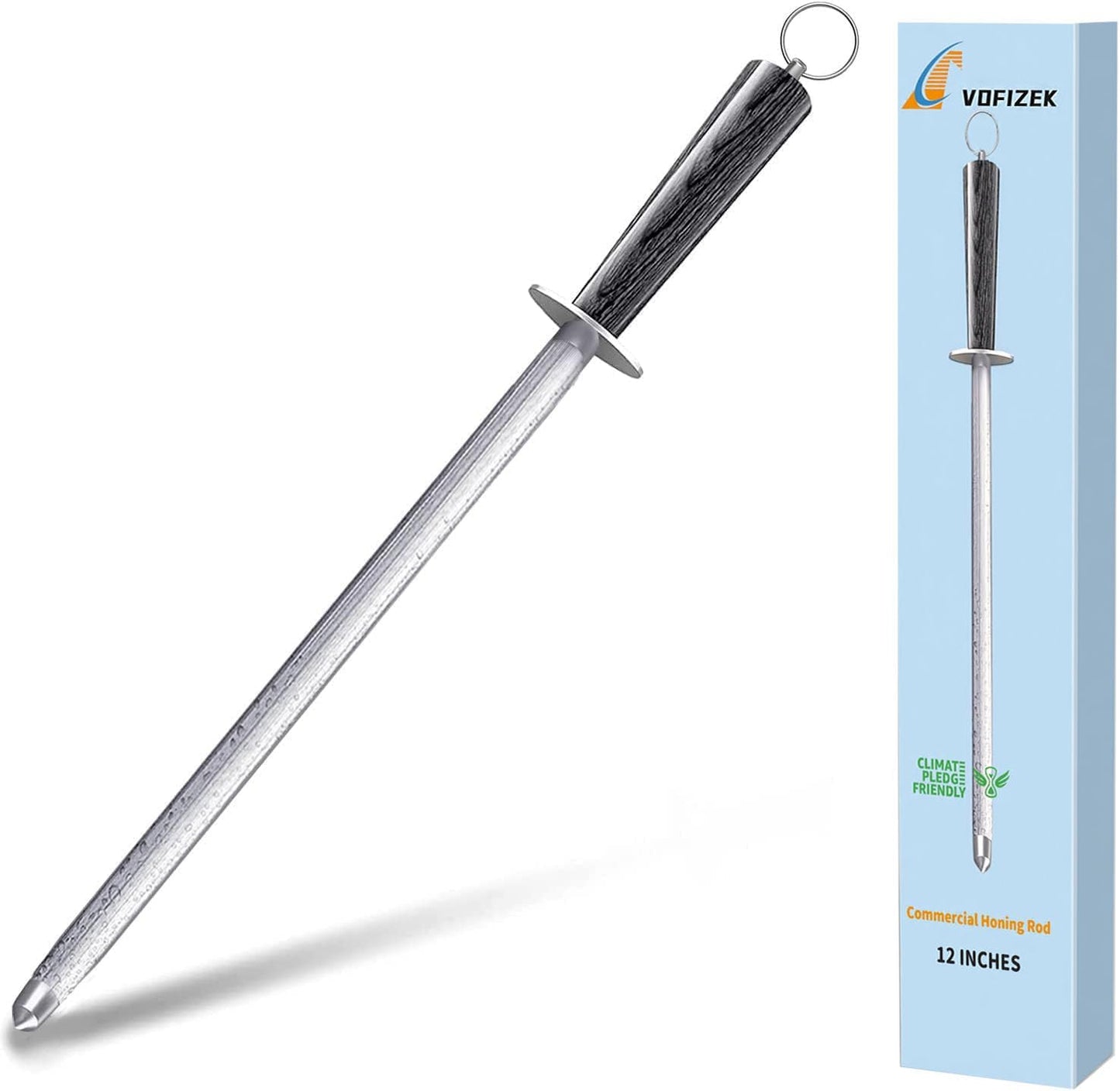【𝐂𝐨𝐦𝐦𝐞𝐫𝐜𝐢𝐚𝐥 𝐆𝐫𝐚𝐝𝐞】Honing Rod,12" Knife Sharpener Rod Knife Sharpening Steel Rod Adopt 66HRC Hard Alloy Steel Material With Rosewood handle for Knives