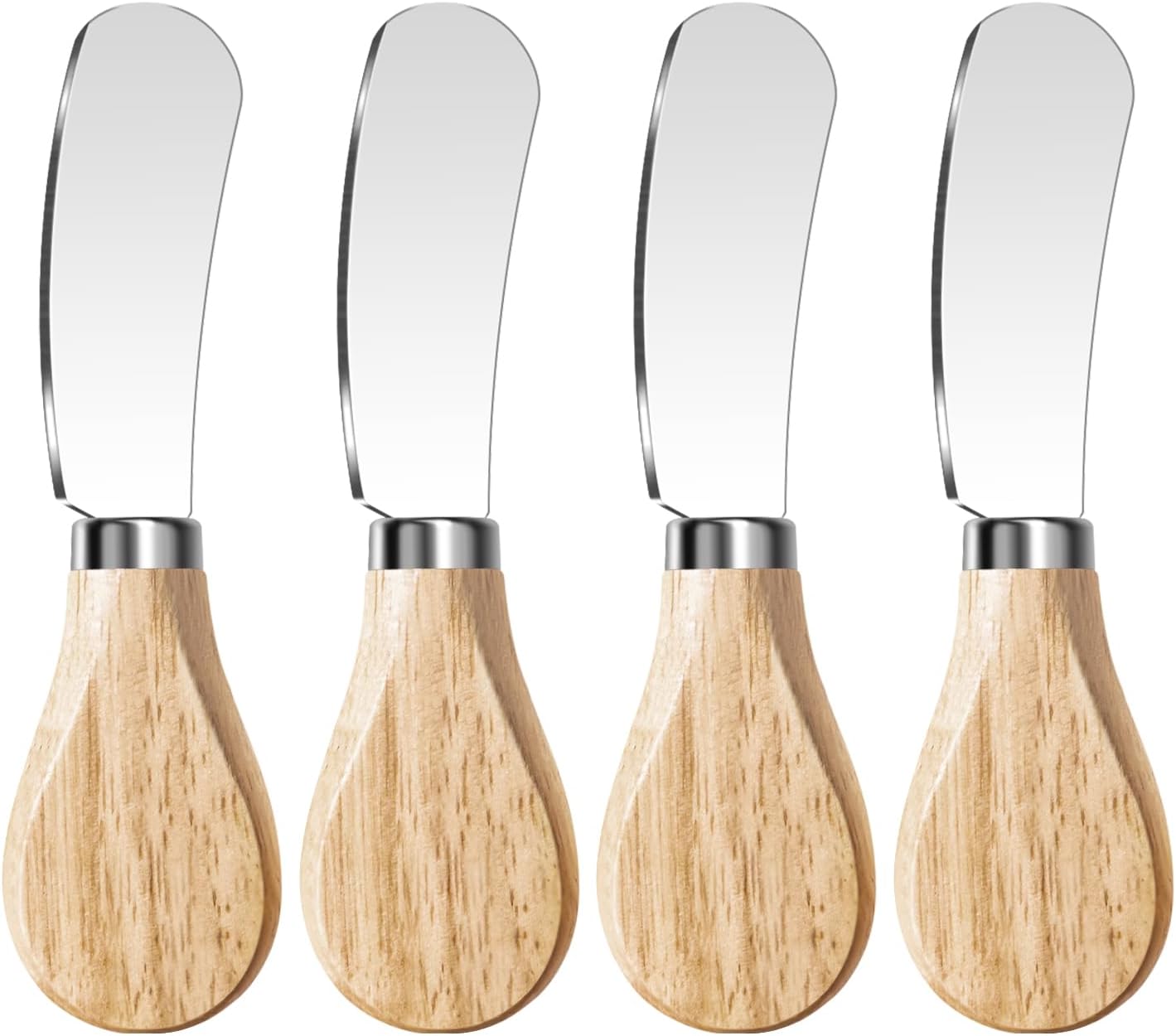 Butter Knife Spreader, Cheese Spreader Knives Set of 4, Stainless Steel Butter Knives with Acacia Wood Handle, Small Cheese Knives for Cold Butter, Soft Cheese Spreader, Jam, Charcuterie, Pastry