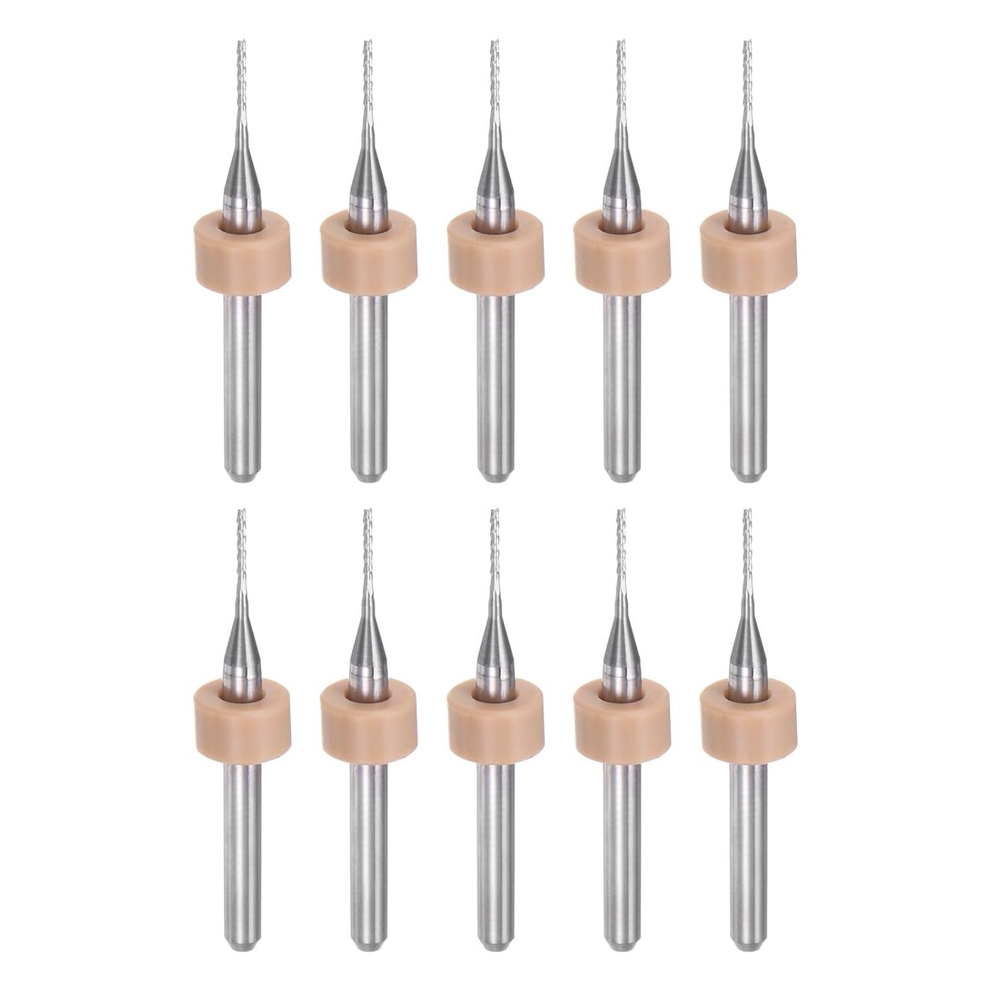 HARFINGTON 10pcs End Mill Bits 0.8mm Solid Carbide CNC Router Bits Engraving Cutter Tools for PCB Circuit Board Milling Machine Wood Carving, 1/8" Straight Shank