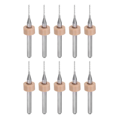 HARFINGTON 10pcs End Mill Bits 0.8mm Solid Carbide CNC Router Bits Engraving Cutter Tools for PCB Circuit Board Milling Machine Wood Carving, 1/8" Straight Shank