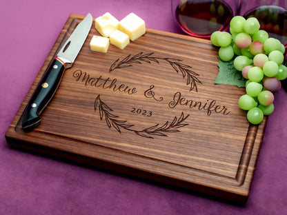 Personalized Home Cutting Board – Custom Engraved Charcuterie Board – Christmas or Housewarming Gift for Couples, Friends, or New Homeowners – Premium Hardwood, Handcrafted in USA 002