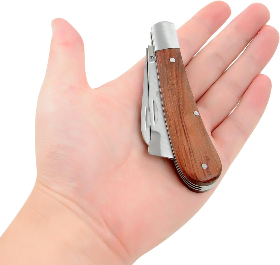 Pruning Knife, Double blade Grafting knife, Stainless Steel Garden Budding Knife, Linsen-outdoors Folding Pocket Knife For Grafting Multi Cutting Tool, Weed Bushes Branches Mushroom Diggig Knife