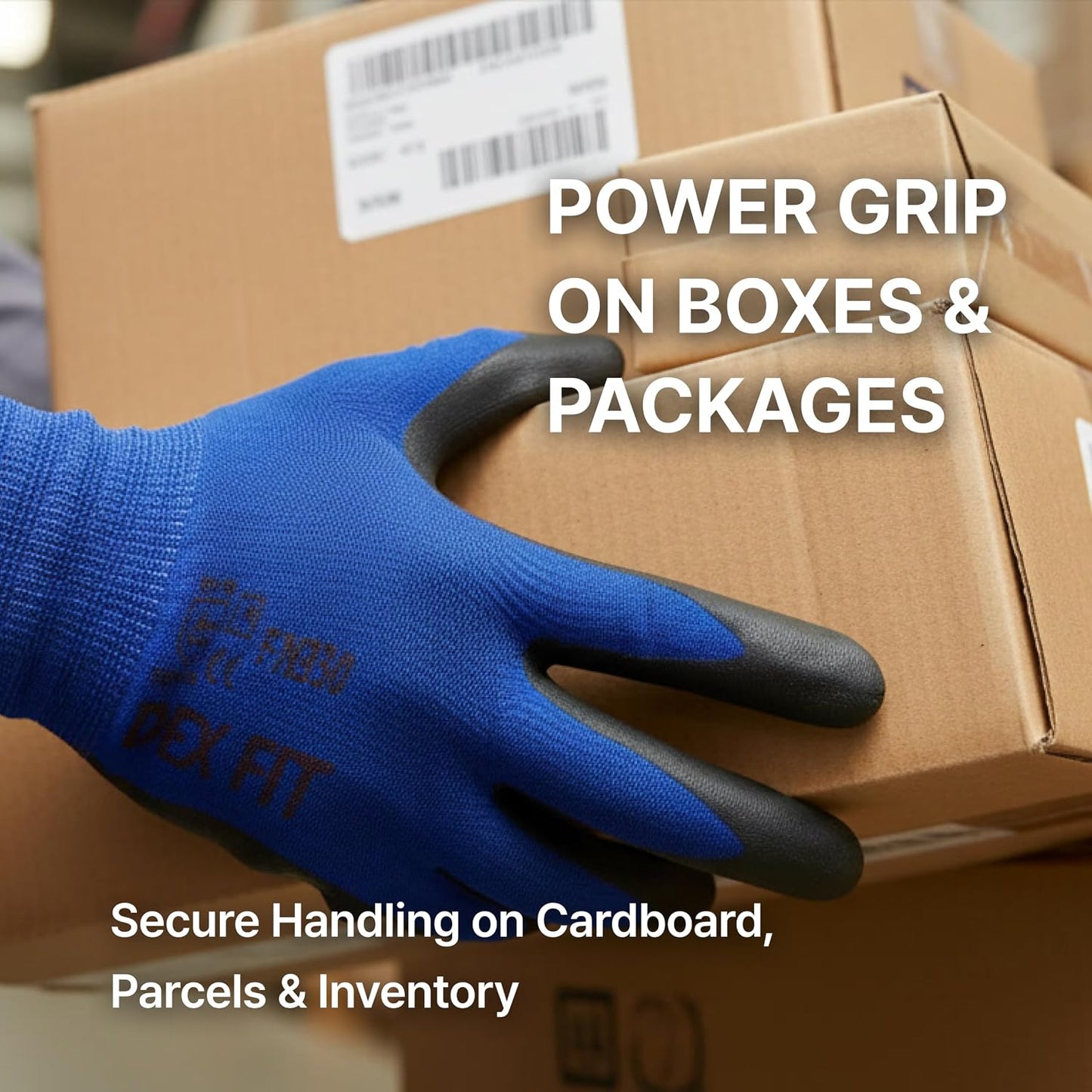 Nitrile Work Gloves FN330, 3D Comfort Fit, Touchscreen Grip Gloves for Warehouse, Construction, Package Handling, Delivery & General Work, Men & Women, Black, M, 3 Pairs