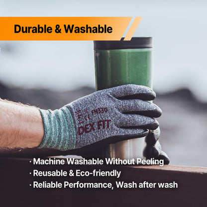 Nitrile Work Gloves FN330, 3D Comfort Fit, Touchscreen Grip Gloves for Warehouse, Construction, Package Handling, Delivery & General Work, Men & Women, Black, M, 3 Pairs