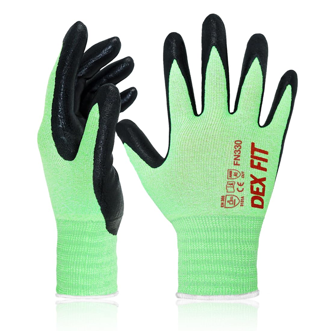 Nitrile Work Gloves FN330, 3D Comfort Fit, Touchscreen Grip Gloves for Warehouse, Construction, Package Handling, Delivery & General Work, Men & Women, Black, M, 3 Pairs