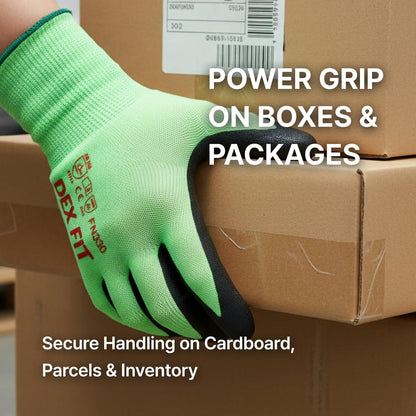 Nitrile Work Gloves FN330, 3D Comfort Fit, Touchscreen Grip Gloves for Warehouse, Construction, Package Handling, Delivery & General Work, Men & Women, Black, M, 3 Pairs