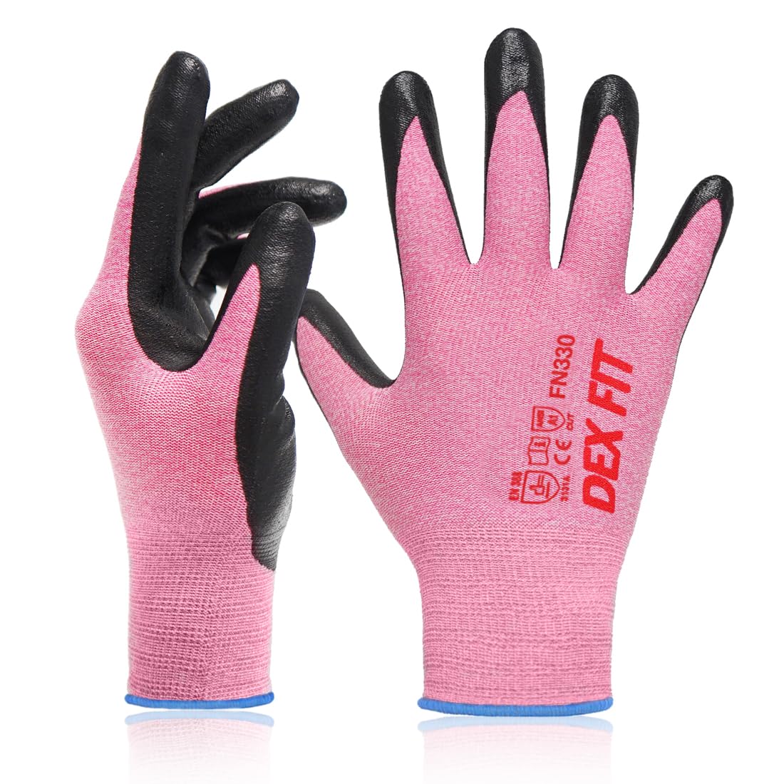 Nitrile Work Gloves FN330, 3D Comfort Fit, Touchscreen Grip Gloves for Warehouse, Construction, Package Handling, Delivery & General Work, Men & Women, Black, M, 3 Pairs