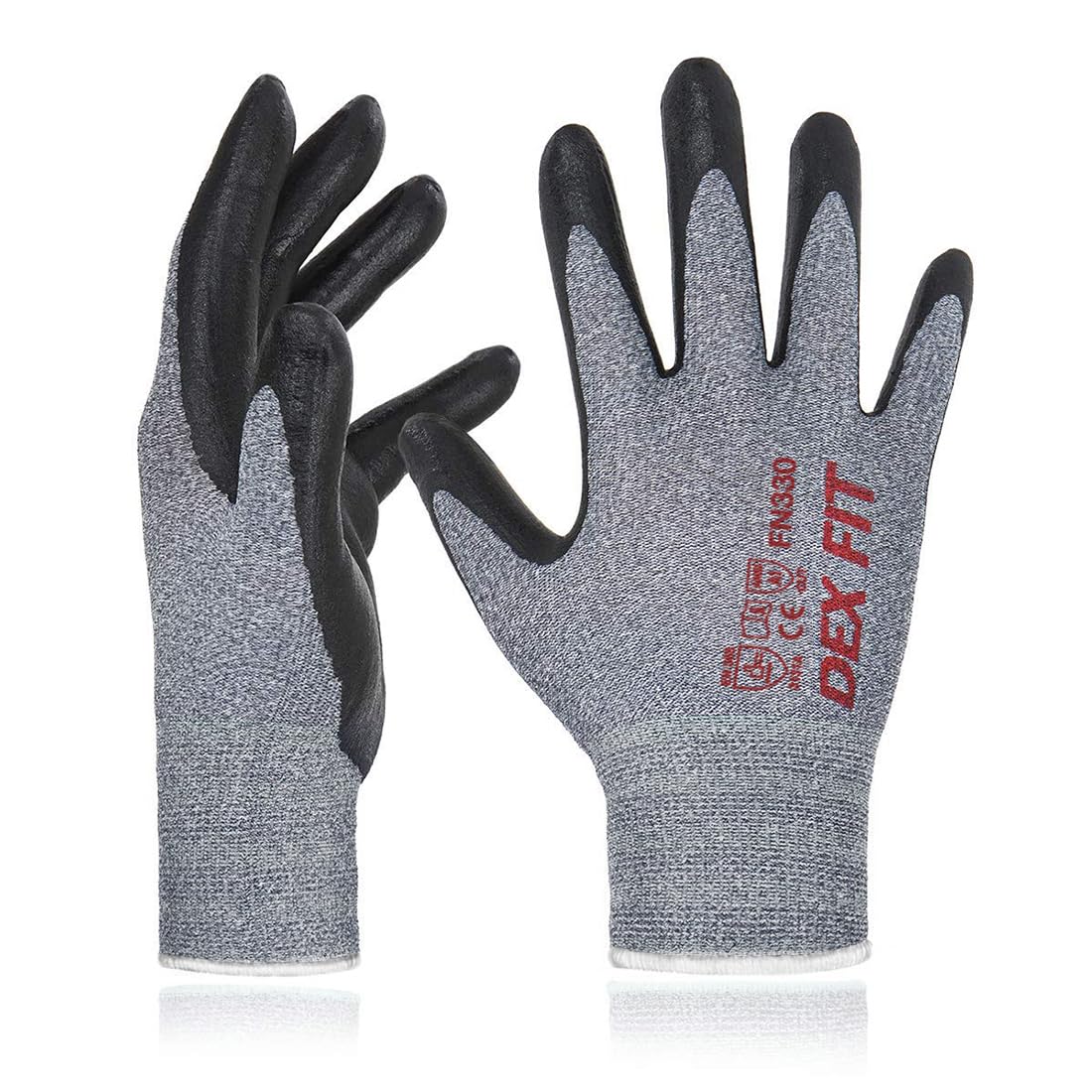 Nitrile Work Gloves FN330, 3D Comfort Fit, Touchscreen Grip Gloves for Warehouse, Construction, Package Handling, Delivery & General Work, Men & Women, Black, M, 3 Pairs