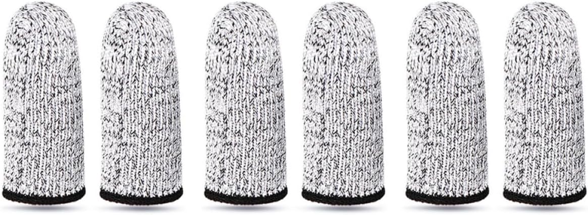 3 Pairs Cut Resistant Finger Cots High Abrasion Protection, Reusable Knitting and Kitchen Finger Sleeves for Crafting and Hand Safety, Gray