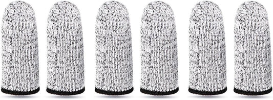 3 Pairs Cut Resistant Finger Cots High Abrasion Protection, Reusable Knitting and Kitchen Finger Sleeves for Crafting and Hand Safety, Gray