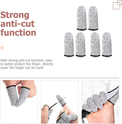 3 Pairs Cut Resistant Finger Cots High Abrasion Protection, Reusable Knitting and Kitchen Finger Sleeves for Crafting and Hand Safety, Gray