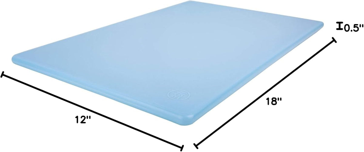 18 x 12 Large Blue Plastic Cutting Board for Fish, Seafood, Shellfish - 1/2 Inch Thick HDPP, NSF and Commercial Grade