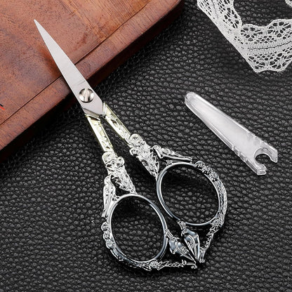 Sewing Embroidery Scissors, Small Thread Shears with Cover | 4.6in, Sharp, Precision, for Craft, Artwork, Needlework, Yarn, Knitting, Paper Cutting, Detail Snips, Cute DIY Kit, Black