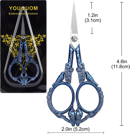 Sewing Embroidery Scissors, Small Thread Shears with Cover | 4.6in, Sharp, Precision, for Craft, Artwork, Needlework, Yarn, Knitting, Paper Cutting, Detail Snips, Cute DIY Kit, Black