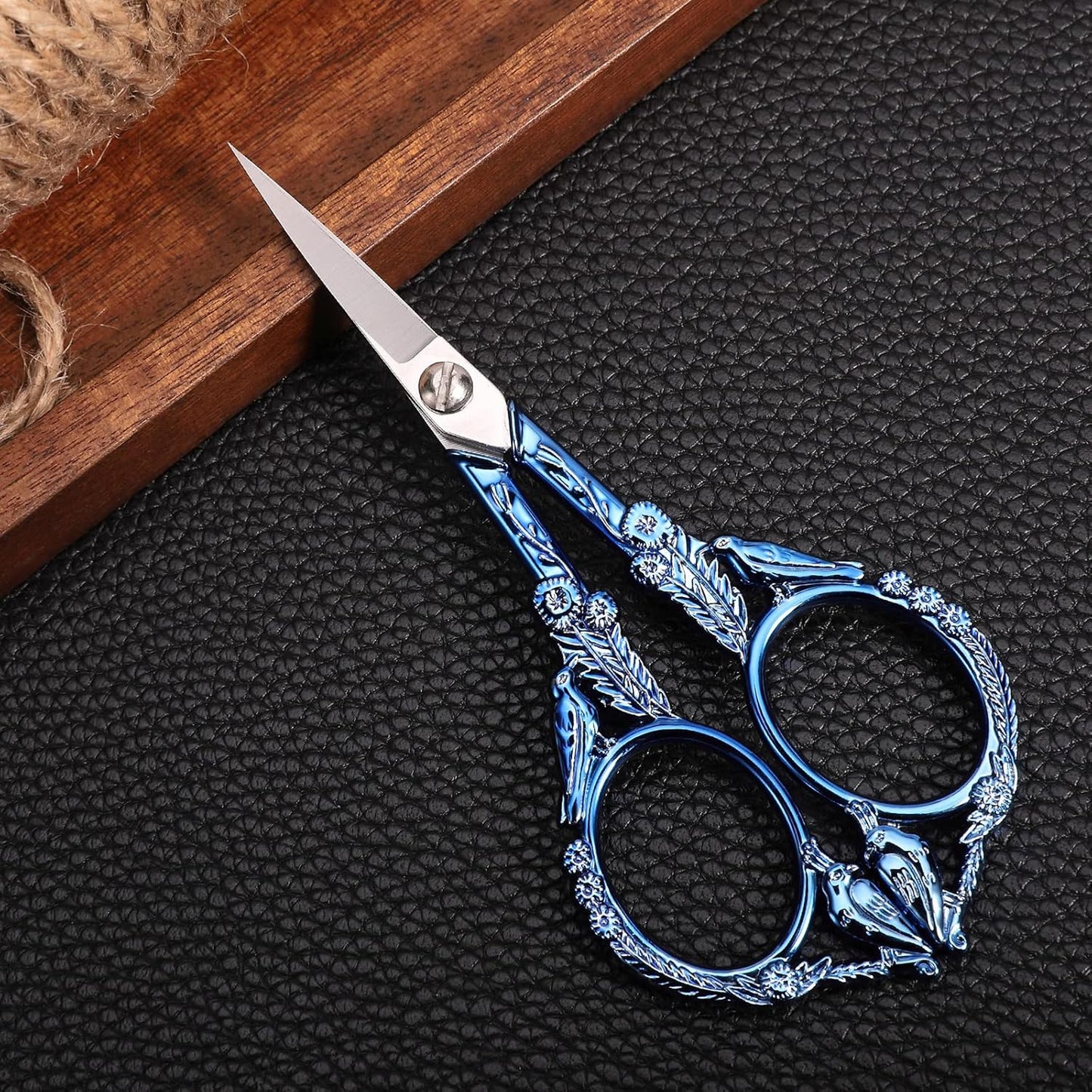 Sewing Embroidery Scissors, Small Thread Shears with Cover | 4.6in, Sharp, Precision, for Craft, Artwork, Needlework, Yarn, Knitting, Paper Cutting, Detail Snips, Cute DIY Kit, Black