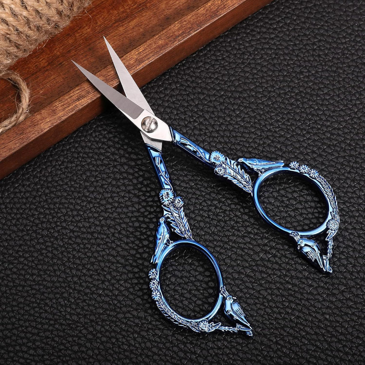 Sewing Embroidery Scissors, Small Thread Shears with Cover | 4.6in, Sharp, Precision, for Craft, Artwork, Needlework, Yarn, Knitting, Paper Cutting, Detail Snips, Cute DIY Kit, Black