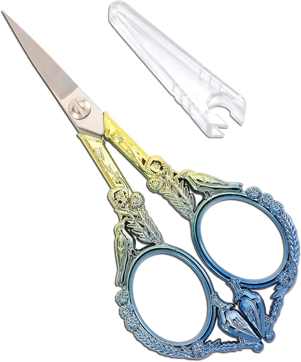 Sewing Embroidery Scissors, Small Thread Shears with Cover | 4.6in, Sharp, Precision, for Craft, Artwork, Needlework, Yarn, Knitting, Paper Cutting, Detail Snips, Cute DIY Kit, Black