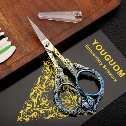 Sewing Embroidery Scissors, Small Thread Shears with Cover | 4.6in, Sharp, Precision, for Craft, Artwork, Needlework, Yarn, Knitting, Paper Cutting, Detail Snips, Cute DIY Kit, Black