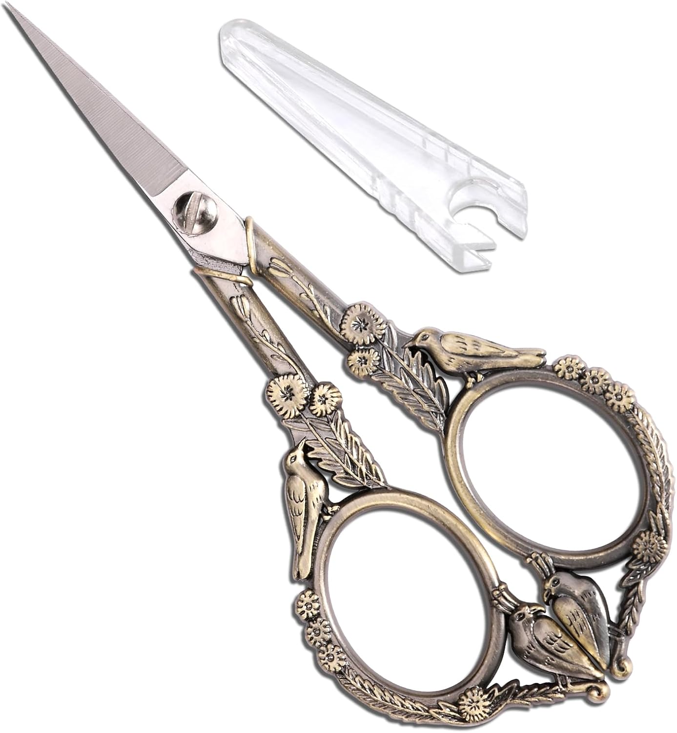 Sewing Embroidery Scissors, Small Thread Shears with Cover | 4.6in, Sharp, Precision, for Craft, Artwork, Needlework, Yarn, Knitting, Paper Cutting, Detail Snips, Cute DIY Kit, Black